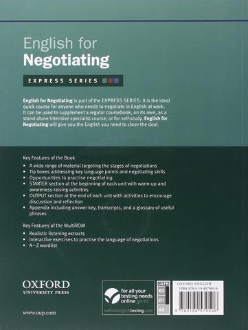 English for Negotiating includes a Multirom back cover
